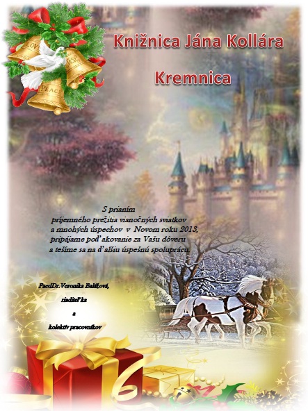 Vianočný pozdrav Knižnice Jána Kollára Kremnica