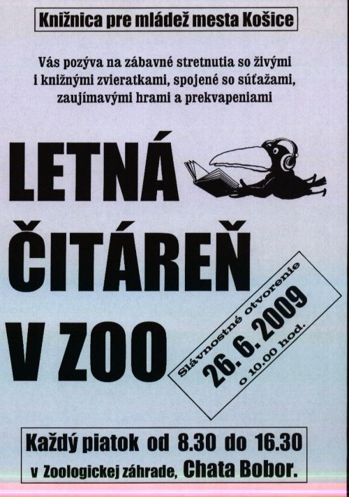 Pozvánka do letnej čitárne v ZOO v Košiciach, 26. 6. 2009