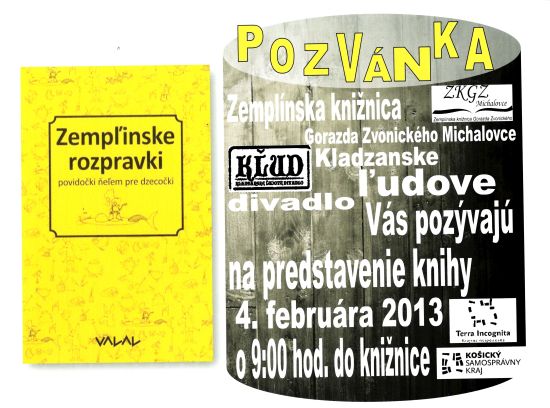 Pozvánka do Zemplínskej knižnice Gorazda Zvonického v Michalovciach na predstavenie knihy, 4. 2. 2013 o 9.00 hod.