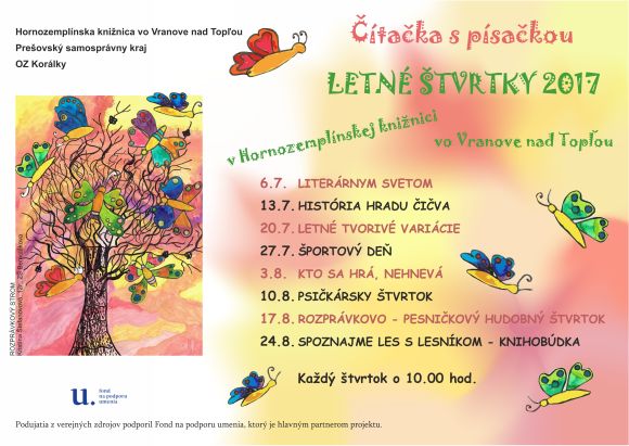 17. augusta 2017 o 10.00 h v Hornozemplínskej knižnici vo Vranove nad Topľou 