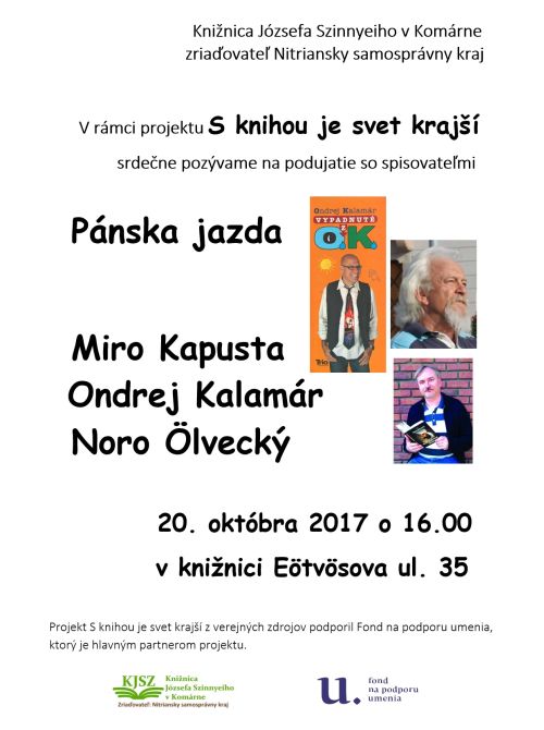 v rámci projektu "S knihou je svet krajší" 12. 10. 2017 v Knižnici Józsefa Szinnyeiho v Komárne 