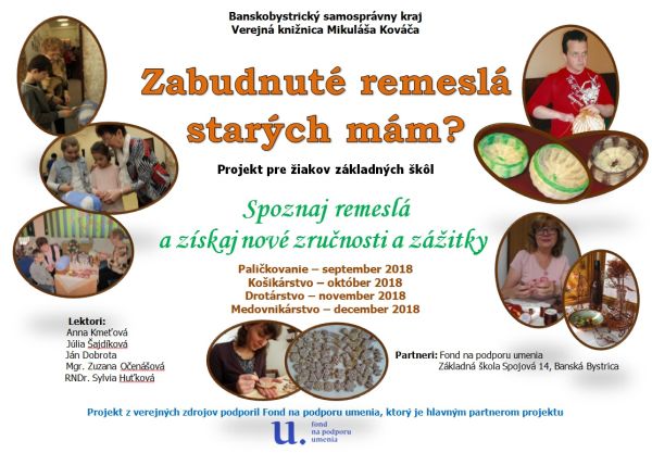 Projekt pre žiakov základných škôl, september – december 2018 vo Verejnej knižnici Mikuláša Kováča v Banskej Bystrici