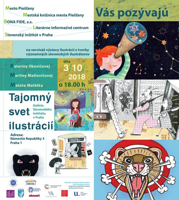 Vernisáž výstav ilustrovanej tvorby v Galérii slovenského inštitútu v Prahe, 3. 10. 2018