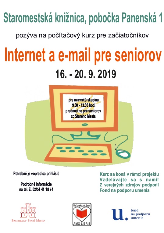 Počítačový kurz pre začiatočníkov od 16. do 20. 9. 2019 v pobočke na Panenskej, Staromestská knižnica Bratislava-Staré Mesto