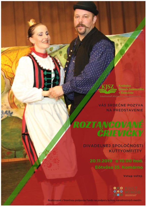 Knižnica Józsefa Szinnyeiho v Komárne pozýva na Roztancované črievičky divadelnej spoločnosti Kuttyomfitty - predstavenie v jazyku maďarskom, 20. 11. 2019
