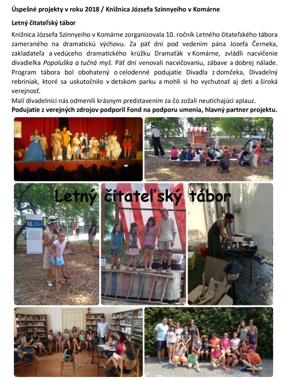 z cyklu Úspešné projekty v roku 2018 / Knižnica Józsefa Szinnyeiho v Komárne 
