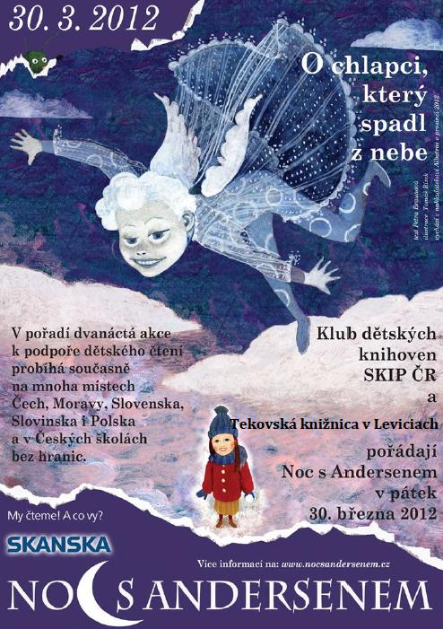 Čítanie O chlapcovi, ktorý spadol z neba, 30. 3. 2012 v Tekovskej knižnici v Leviciach počas Noci s Andersenom