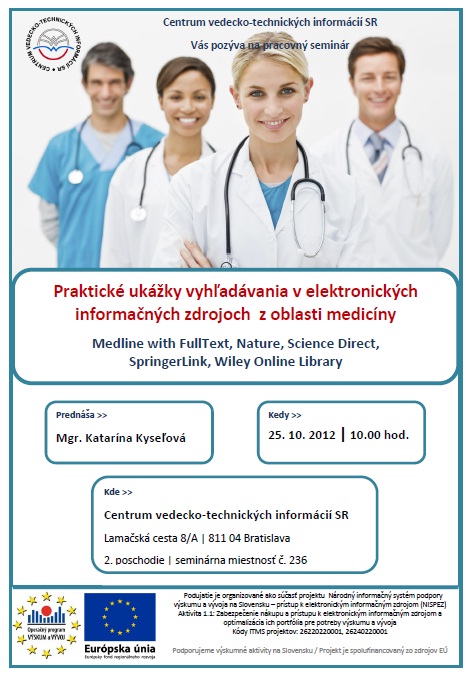 Pozvánka do Centra VTI SR na pracovný seminár, 25. 10. 2012 o 10.00 hod.