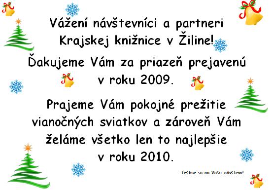 Vianočný pozdrav z Krajskej knižnice v Žiline