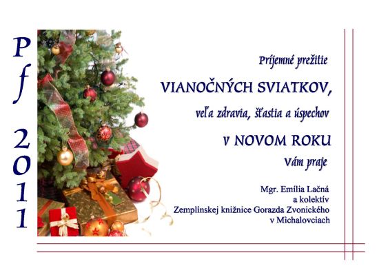 Vianočný pozdrav zo Zemplínskej knižnice Gorazda Zvonického v Michalovciach