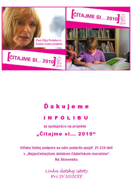 Poďakovanie - do projektu Čítajme si sa zapojilo až 21 234 detí.