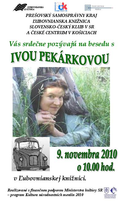 Pozvánka do ¼ubovnianskej knižnice v Starej ¼ubovni na besedu s Ivou Pekárovou, 9. 11. 2010 o 10.00 hod.