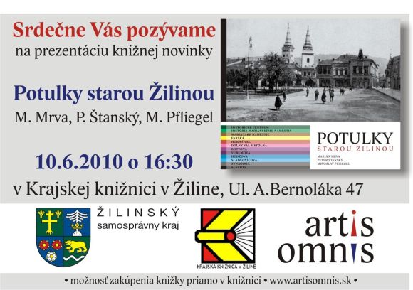 Pozvánka do Krajskej knižnice v Žiline na prezentáciu knihy, 10. 6. 2010 o 16.30 hod.