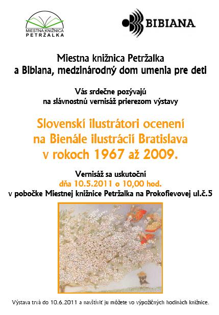 Pozvánka do Miestnej knižnice Petržalka na vernisáž, 10. 5. 2011 o 10.00 hod.
