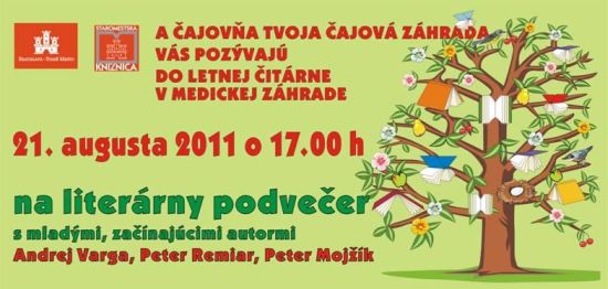 Pozvánka do Letnej čitárne Staromestskej knižnice v Bratislave na literárny podvečer, 21. 8. 2011 o 17.00 hod.