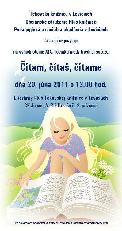 Pozvánka do Tekovskej knižnice v Leviciach na vyhodnotenie súťaže, 20. 6. 2011 o 13.00 hod.