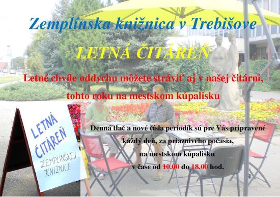 Letná čitáreň na mestskom kupalisku od 10.00 do 18.00 hod.