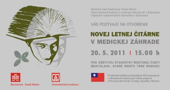 Letná čitáreň v Medickej záhrade otvorená pre verejnosť od 20. mája 2011 do 31. augusta 2011