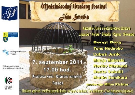 Pozvánka do Perzinka na medzinárodný literárny festival Jána Smreka, 7. 9. 2011 o 17.00 hod.
