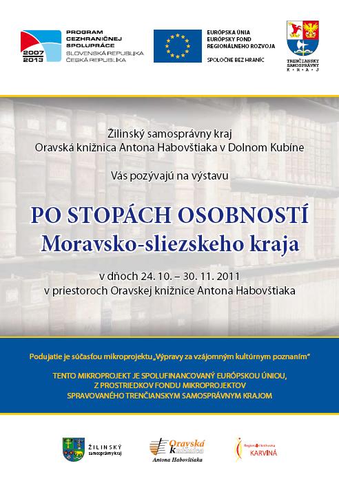 Pozvánka do Oravskej knižnice Antona Habovštiaka v Dolnom Kubíne na výstavu, 24. 10. – 30. 11. 2011.