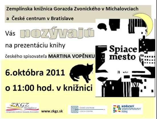 Pozvánka do Zemplínskej knižnice Gorazda Zvonického v Michalovciach na prezentáciu knihy, 6. 10. 2011 o 11.00 hod.