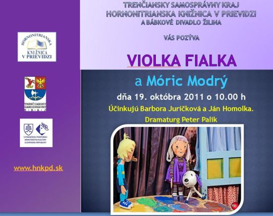 Pozvánka do Hornonitrianskej knižnice v Prievidzi na bábkové divadlo, 19. 10. 2011 o 10.00 hod.