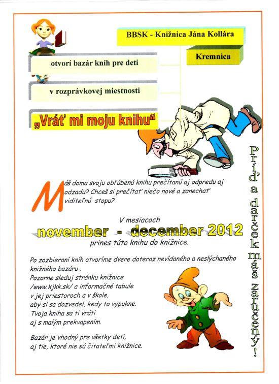 Bazár kníh pre deti v Knižnici Jána Kollára v Kremnici, v novembri a decembri 2012 
