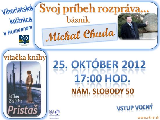Pozvánka do Vihorlatskej knižnice v Humennom na stretnutie s básnikom, 25. 10. 2012 o 17.00 hod.
