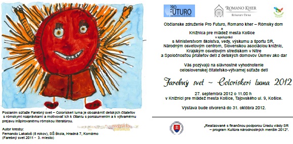 Pozvánka do Knižnice pre mládež mesta Košice na slávnostné vyhodnotenie súťaže, 27. 9. 2012 o 11.00 hod.