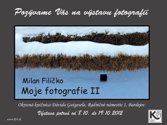 Pozvánka do Okresnej knižnica dávida gutgesela na výstavu fotografií, od 8. do 19. 10. 2012