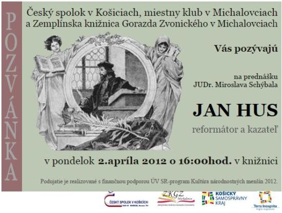Pozvánka do Zemplínskej knižnice Gorazda Zvonického na prednášku, 2. 4. 2012 o 16.00 hod.