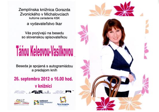 Pozvánka do Zemplínskej knižnice Gorazda Zvonického v Michalovciach na besedu spojenú s autogramiádou  , 26. 9. 2012 o 16.00 hod.