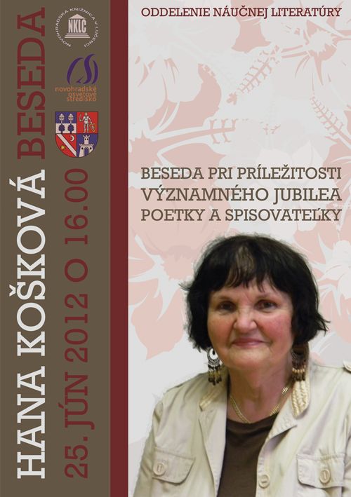 Pozvánka do Novohradskej knižnice v Lučenci na besedu s poetkou a spisovateľkou, 25. 6. 2012 o 16.00 hod. 