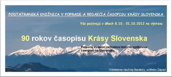 Pozvánka do Podtatranskej knižnice v Poprade na putovnú výstavu, od 8. do 31. 10. 2012