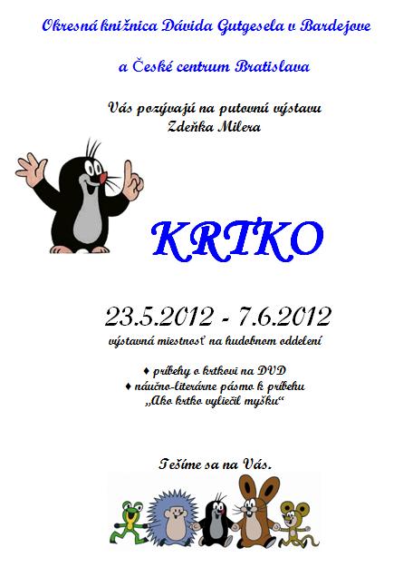 Pozvánka do Okresnej knižnice Dávida Gutgesela v Bardejove na putovnú výstavu, 23. 5. – 7. 6. 2012