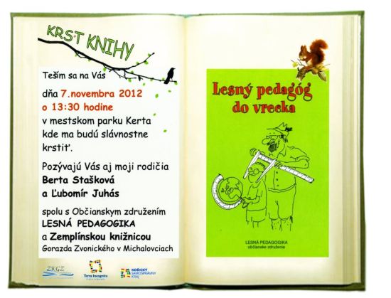 Pozvánka do Zemplínskej knižnice Gorazda Zvonického v Michalovciach na krst knihy, 7. 11. 2012