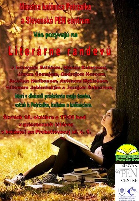 Pozvánka do Miestnej knižnice Petržalka na stretnutie so spisovateľmi, 18. 10. 2012 o 17.00 hod. 