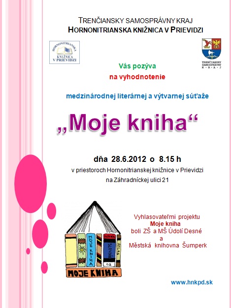 Pozvánka do Hornonitrianskej knižnice v Prievidzi na vyhodnotenie medzinárodnej literárnej a výtvarnej súťaže, 28. 6. 2012 o 8.15 hod.