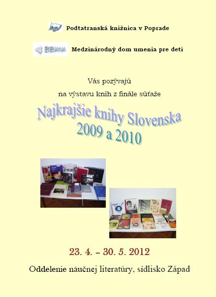 Pozvánka do Popradskej knižnice v Poprade na výstavu, od 23. 4. do 30. 5. 2012