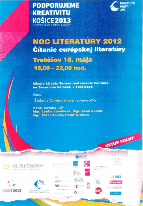 Zemplínska knižnica v Trebišove Vás pozýva na dobrodružnú večernú výpravu za literatúrou, 16. 5. 2012 od 18.00 hod. 