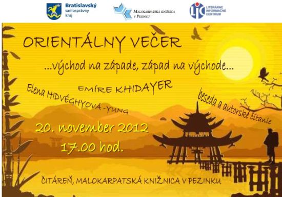 Pozvánka do Malokarpatskej knižnice v Pezinku na besedu a autorské čítanie, 20. 11. 2012 o 17.00 hod. 