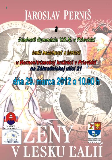 Pozvánka do Hornonitrianskej knižnice v Prievidzi na prezentáciu knihy, 29. 3. 2012 o 10.00 hod.
