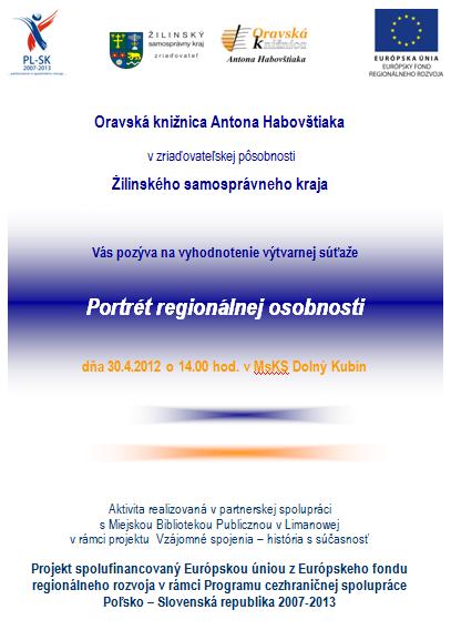 Pozvánka do Oravskej knižnice Antona Habovštiaka v Dolnom Kubíne na vyhodnotenie výtvarnej súťaže, 30. 4. 2012 o 14.00 hod. 