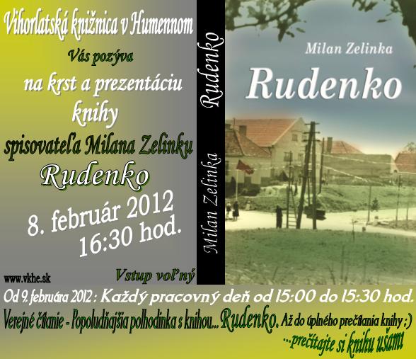 Pozvánka do Vihorlatskej knižnice v Humennom na krst a prezentáciu knihy, 8. 2. 2012 o 16.30 hod.