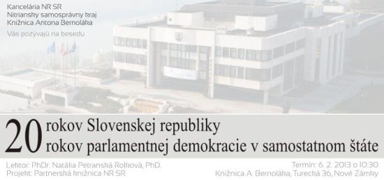Pozvánka do Knižnice Antona Bernoláka v Nových Zámkoch na besedu, 6. 2. 2013 o10.30 hod.