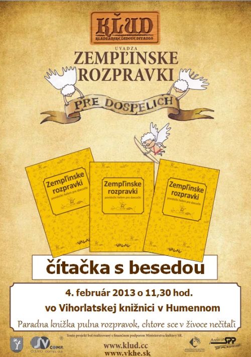 Pozvánka do Vihorlatskej knižnice v humennom na čítačku s besedou, 4. 2. 2013 o 11.30 hod.