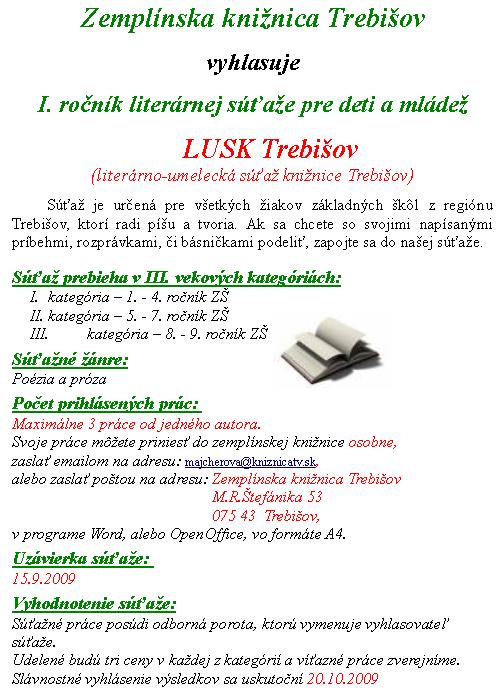 1. ročník literárnej súťaže pre deti a mládež
