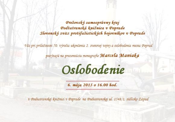 prezentácia monografie v Podtatranskej knižnici 6. 5. 2015