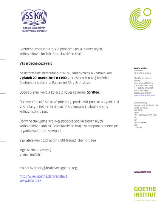 neformálne stretnutie v priestoroch novej knižnice 20. 3. 2015