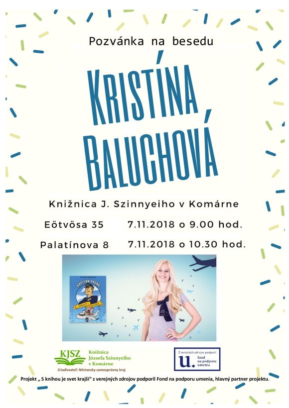 Kristína Baluchová v Knižnici Józsefa Szinnyeiho v Komárne 7. 11. 2018